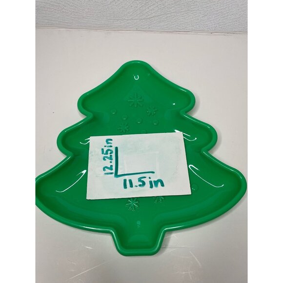 Christmas Tree Platter Plastic Party Server Ware Green Holiday Party Event Tray - Picture 3 of 4